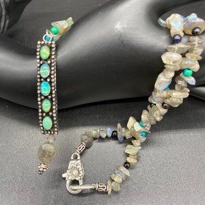 Necklace - Diamond and Opal Pendant, Labradorite